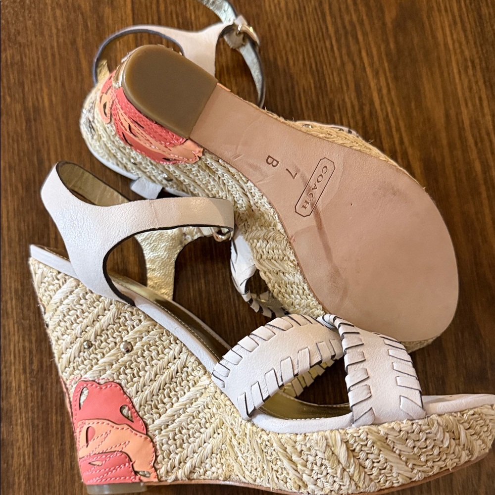 Coach beige and Pink Espadrille Wedges - Picture 10 of 11